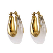 Pozlacené ocelové náušnice s pryskyřicí MESS45 - White