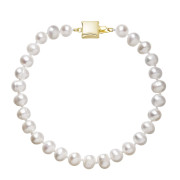 Perlový náramek z říčních perel se zlatým zapínáním 923001.1/9268A bílý