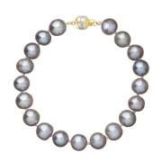 Perlový náramek z říčních perel se zlatým zapínáním 923010.3/9266A grey
