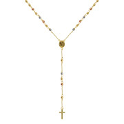 Zlatý náhrdelník růženec s křížem a medailonkem s Pannou Marií RŽ14 multi