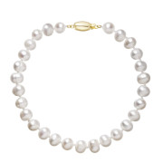Perlový náramek z říčních perel se zlatým zapínáním 923001.1/9272A bílý