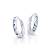 Náušnice kroužky z bílého zlata Cutie Jewellery C3342B-Modrá