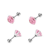 Ocelové náušnice pecky s růžovými zirkony WJHE1244-Pink