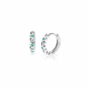 Náušnice kroužky z bílého zlata Cutie Jewellery C3339B-Zeleno-modrá