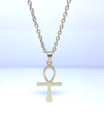 Zlatý náhrdelník z chirurgické oceli nilský kříž WJHC16