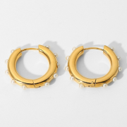 Ocelové náušnice kruhy s perlami WJHE408