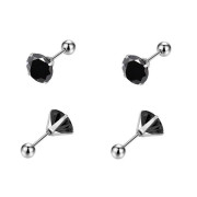 Ocelové náušnice pecky s černými zirkony WJHE1244ST-BC