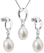 Stříbrná souprava perlových náušnic a přívěsku 29029.1