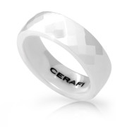 Dámský prsten z keramiky Cerafi 101 Faccetta Bianco