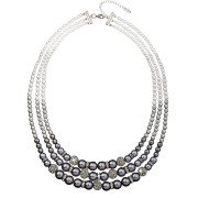 Perlový náhrdelník šedý s krystaly Swarovski 32010.3