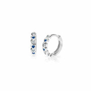 Náušnice kroužky z bílého zlata Cutie Jewellery C3339B-Modrá