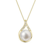 Zlatý perlový náhrdelník s brilianty 92PB00032