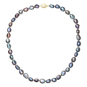 Perlový náhrdelník z říčních perel se zapínáním ze zlata 922027.3/9268A peacock