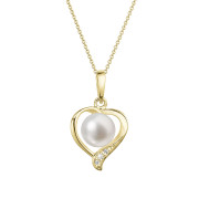 Zlatý perlový náhrdelník srdíčko 92PB00049