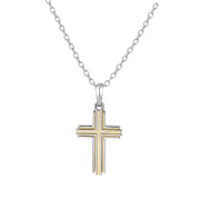 Nadčasový náhrdelník křížek z chirurgické oceli PSSC127-Zlatá