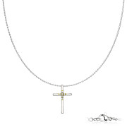 Ocelový náhrdelník křížek se zirkony SESNP7108