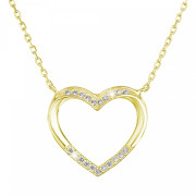 Pozlacený náhrdelník srdce s bílými zirkony 12010.1 Au plating