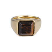 Pánský ocelový prsten s drahokamem RSS1036-Tygří oko