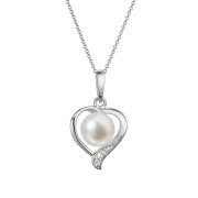 Náhrdelník srdce s perlou a brilianty 82PB00049