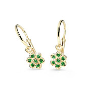 Náušnice pro miminko zlaté Cutie Jewellery C2746Z-Zelená