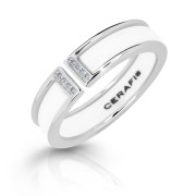 Elegantní dámský prsten z keramiky a stříbra Cerafi Bianco 906