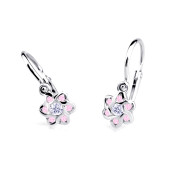 Náušnice pro miminka z bílého zlata C2149B-Pink Full