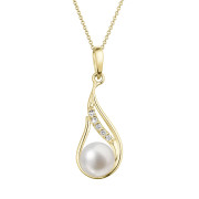 Zlatý perlový náhrdelník s brilianty 92PB00042