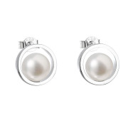 Stříbrné náušnice s říční perlou 21041.1M