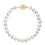 Perlový náramek z říčních perel se zlatým zapínáním 923001.1/9270A bílý