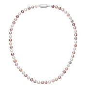 Perlový náhrdelník z říčních perel se zapínáním z bílého zlata 822004.3/9267B multi