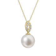 Zlatý náhrdelník s perlou a brilianty 92PB00040