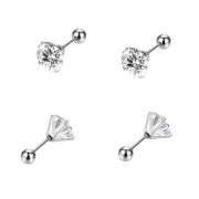 Ocelové náušnice pecky se zirkony WJHE1244-Bílá