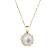 Zlatý náhrdelník s brilianty a perlou 92PB00036