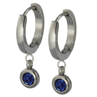 Náušnice větší kroužky z chirurgické oceli se zirkonem ESS651 - Sapphire