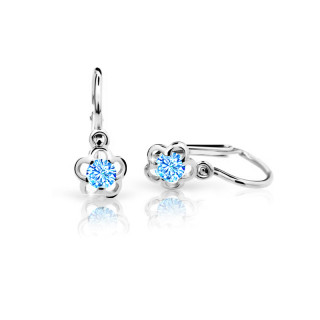 Zlaté dětské náušničky Cutie Jewellery C1945B-Světle modrá