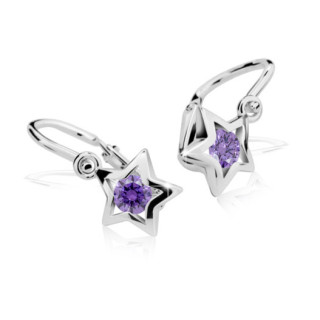 Zlaté dětské náušnice hvězdičky Cutie Jewellery C1942B Ametyst