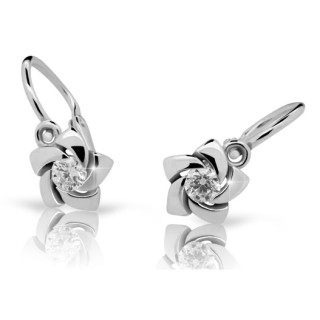 Dětské náušnice Cutie Jewellry C2201B CZ White - Bílé zlato 585/000