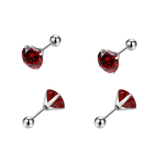 Ocelové náušnice pecky se zirkony WJHE1244-Ruby Dark