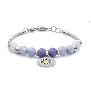 Náramek z chirurgické oceli s kamínky Swarovski nefritem a achátem Brosway Tres Jolie BTJMS655