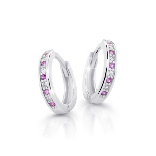 Náušnice kroužky z bílého zlata Cutie Jewellery C3342B-Fialová