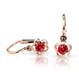 Zlaté dětské náušnice kytičky Cutie C1945R-Ruby Dark