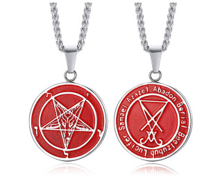 Ocelový přívěsek pentagram v kruhu JCFPN1161RS