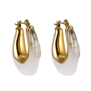 Pozlacené ocelové náušnice s pryskyřicí MESS45 - White