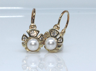 Pozlacené náušnice pro děti C2410Z-Bílá