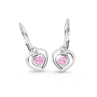 Dětské naušnice srdíčka C2752B Pink