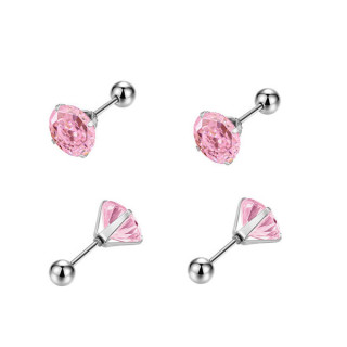 Ocelové náušnice pecky s růžovými zirkony WJHE1244-Pink