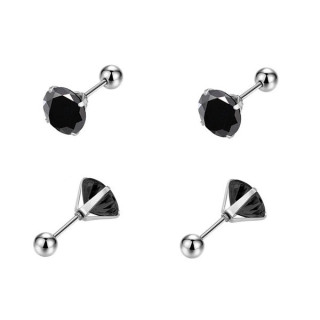 Ocelové náušnice pecky s černými zirkony WJHE1244ST-BC