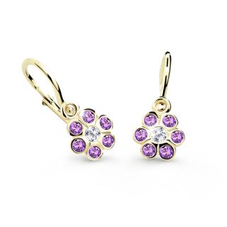 Dětské naušnice zlaté Cutie Jewellery C1737Z-Fialová