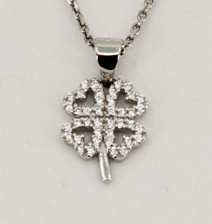 Stříbrný přívěsek čtyřlístek se zirkony 306526004