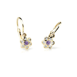 Dětské naušnice zlaté Cutie Jewellery C2149Z-Ametyst